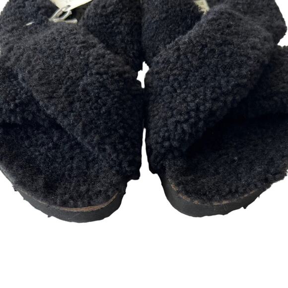 Papillio Birkenstock Daytona Shearling Black Platform Sandals Women Size 39 EU - Picture 9 of 16